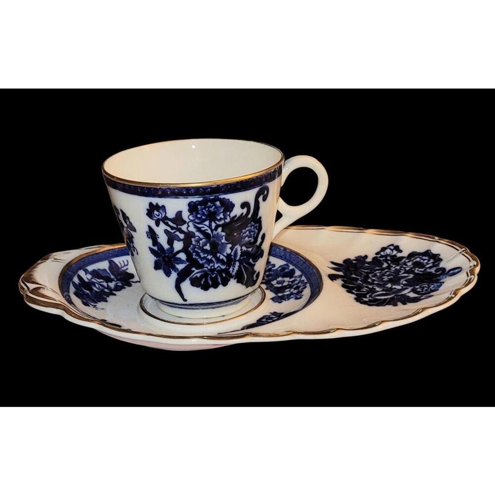 Rare 1903 Copeland's China England Blue Floral Teacup with Snack Plate – Antique